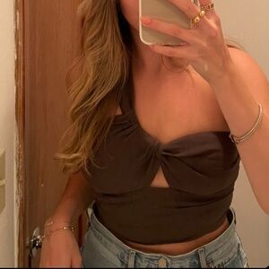 Brown one shoulder top